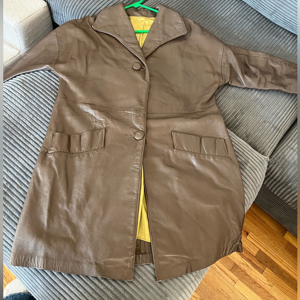 Vintage Lady Californian Brown Leather TrenchCoat